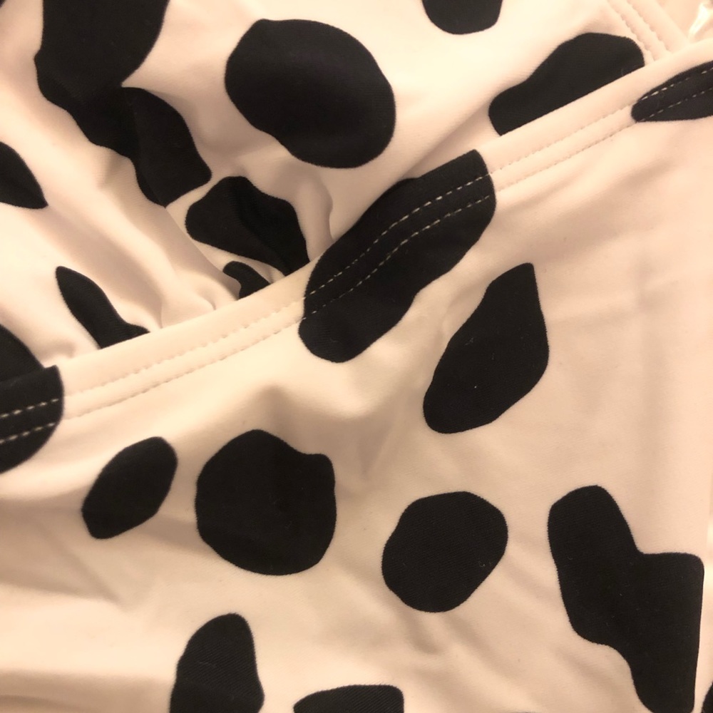 Cross Front Black and White Leopard Print Swimsuit - Picture 5 of 5